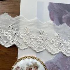 3m訳一つ刺繍綿レース *お10-33