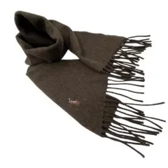 ポロラルフローレン ✨ラムウール ダークブラウン 系マフラー フリンジ付き