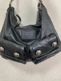 COACH コーチ 本革 ショルダーバッグ 黒 正規品 14635