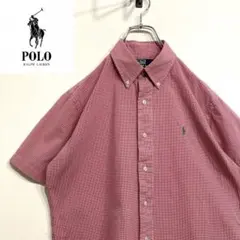 超人気❗️ラルフローレン　ワンポイントロゴシャツ　M 90s刺繍古着希少レア半袖