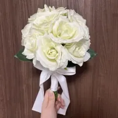 ウェディングブーケ 前撮り クラッチブーケ 白 バラ 薔薇 韓国 シンプル