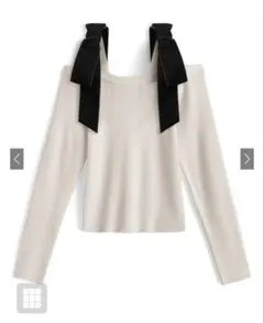 GRL ベロアリボンオフショルダーリブニットトップス pm812