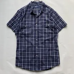 ポロラルフローレン ボタンダウン　半袖チェックシャツ 紺系