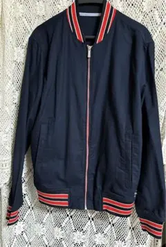 ZARA ネイビー ストライプアクセントジャンパーのサムネイル