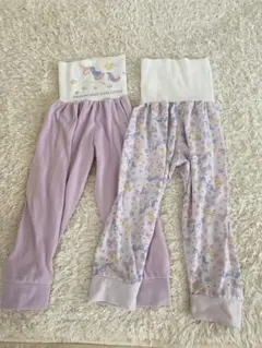 腹巻き付きズボン　パジャマ　セット　パステル　パープル　ラベンダー　ユニコーン