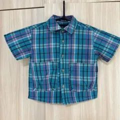 moujonjon チェック柄シャツ　90cm ブルー