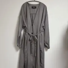 COMME CA ISM グレー ロングシャツワンピース 11号