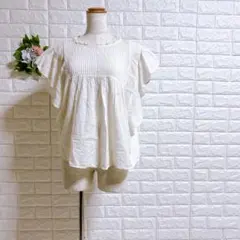 a1746アースミュージックアンドエコロジー綿ピンタックチュニックブラウス