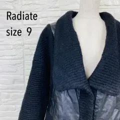 RADIATE ラディエイト ブラック 異素材切り替えニット×レザーコート Mのサムネイル