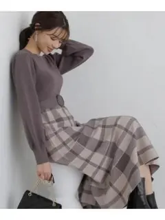 PROPORTION BODY DRESSING チェック ニットワンピース