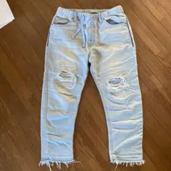 ダメージ加工 ライトブルー デニムパンツ AZUL Lサイズ