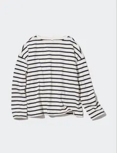 UNIQLO／ユニクロ　ボーダーTシャツ　長袖　オフホワイト　M