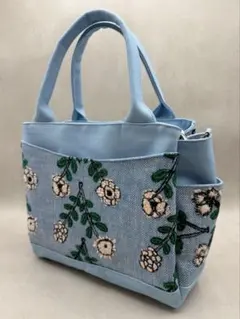 ライトベリーとデニムのキルティングバッグ 大きめ ミナペルホネン ハンドメイド ライトベリーとデニムのキルティングバッグ 大きめ ミナペルホネン