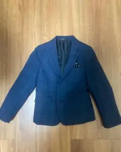 ネイビーチェックのフォーマルセット（ジャケット・パンツ・ネクタイ）120cm