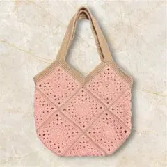 ハンドメイド モチーフ編みバッグ デイジーモチーフ グラニースクエア