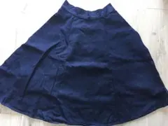 後ジップアッブデニムフレアスカート濃ネイビー