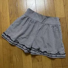 美品 familiarギンガムチェック フリル キュロット パンツ