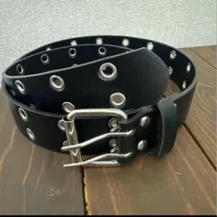 スタッズベルト　ダブルピンベルト　y2k　ブラック　スケーター