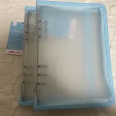 【匿名配送】6リングファイル　ジッパー付、ブルー2個　A5サイズ　ダイソー