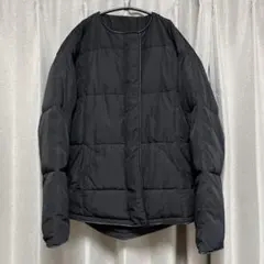 ノーカラー中綿ジャケット ボリュームシルエット 黒