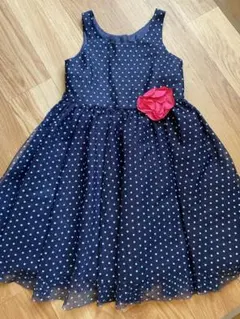 ドレス　水玉　ネイビー　110cm