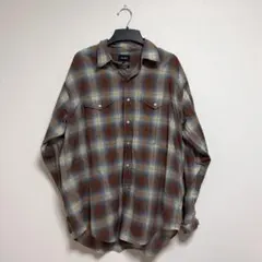 BEAMS ブラウン チェック柄 長袖ネルシャツ M