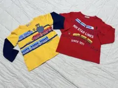 ミキハウス　トレイン　ロンT２枚セット　90サイズ