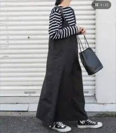 FORK&SPOONナイロンワッシャージャンパースカート　ブラック DOORS