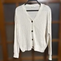 リブ編みカーディガン★L