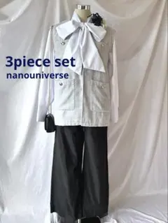 大きいサイズ セレモニー　パンツ スーツ 3点セット　ツイードジレ　XL ママ