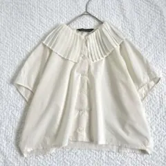 25SS ミズイロインド コットン プリーツカラー シャツ 白　F 春夏のサムネイル