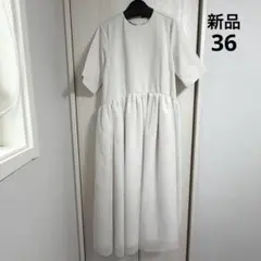 ツルバイオイカワマリコ2026年夏物フレアスカート ワンピース ホワイト 