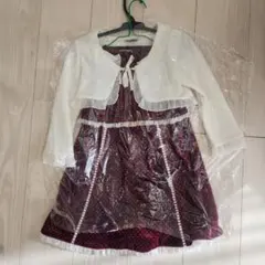 フォーマルドレス 赤色 ドット柄 カーディガン付き