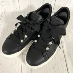 【超美品】+dianaパールビジューリボンスニーカー24㎝グリッター厚底