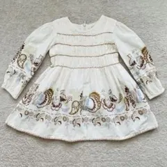 Apolina 刺繍ワンピース　2-3y Apolina 2-3y 花柄半袖ワンピース（ピンク系) - メルカリ