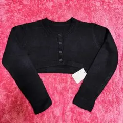 【未使用タグ付き】GRL ブラック クロップドニットカーディガン