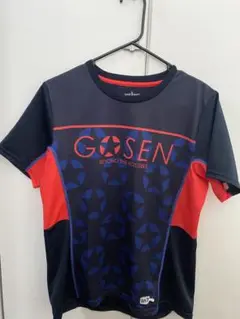 GOSEN バドミントンシャツ Lサイズ ネイビー/レッド