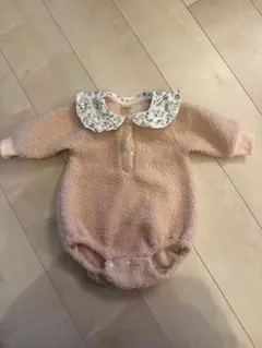 （未着用）ボアロンパース フラワープリント襟