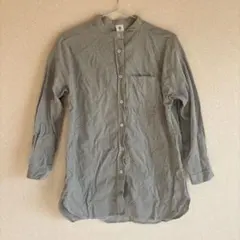 【匿名発送】綿100% グレー　グリーンシャツ 長袖　トップス