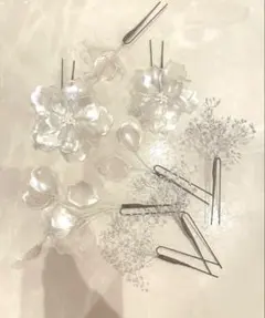 ウエディング　シルバー花飾り ヘッドドレス