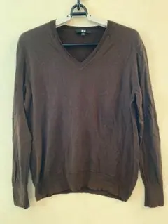 ⑤UNIQLO ブラウン　エクストラファインメリノV セーター XL レディース