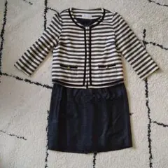 38 フォーマルスーツ ジャケット スカート ネイビー 光沢 М〜L