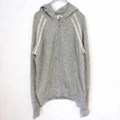 バナナリパブリック パーカー フード 長袖 ライン柄 L グレー　ウールカシミヤのサムネイル