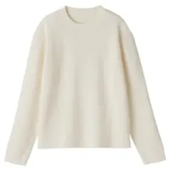 無印良品 洗える ワッフル 編み クルーネック セーター M オフ ホワイト