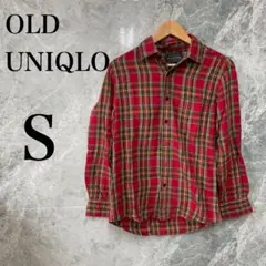 OLD UNIQLO メンズS 赤 タータンチェック ネルシャツ 古着
