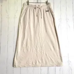 ギャップ GAP ベージュ M ミニロゴ付きロング丈スウェットスカート