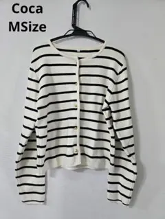 Coca アイボリー ブラックストライプ Mサイズ カーディガン