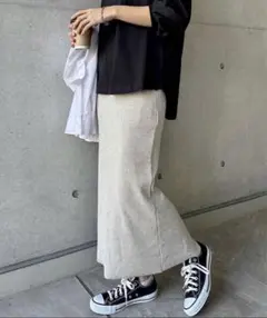 andme セルフカットリブロングタイトスカート