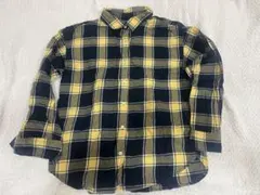 GU 長袖シャツ M 黒と黄色のチェック