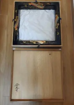 ほぼ未使用 茶道具 北山杉材 大炉炉縁 川崎和楽作 大炉用 飴楽 雪輪瓦 元箱 茶道具 北山杉材 大炉炉縁 川崎和楽作 大炉用 飴楽